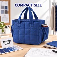 Sac fourre-tout personnalisé en tissu matelassé avec poches latérales, réutilisable pour les courses quotidiennes et les voyages