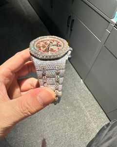 VVS Moissanite 46mm árabe bicolor oro rosa aleación cuarzo tachonado diamante antiguo reloj de negocios - Product Image 2