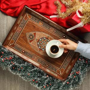 Bandejas de servicio de madera real de estilo italiano, suministros al por mayor OEM ODM personalizables, bandejas Meena personalizadas - Product Image 1