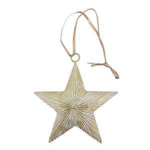 ของตกแต่งคริสต์มาสสีขาวและสีทองประดับรูปดาวเหล็กนูนการออกแบบที่ทันสมัยทำมือปรับแต่งได้ตามต้องการ - Product Image 2