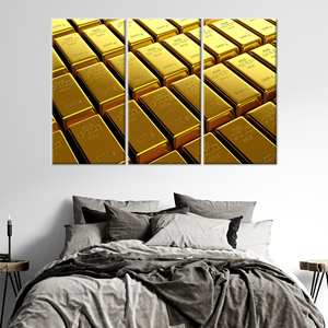 ศิลปะบนผืนผ้าใบลายแท่งทองสมัยใหม่ - ของตกแต่งผนังแบบพิมพ์ได้ที่หรูหรา,3P:ห่อหุ้มอย่างดี - Product Image 1