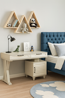 Bureau d'étude moderne et ergonomique Arion Kids Pera avec corps en MDF et pieds en bois, design d'espace de travail pour enfants