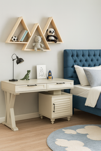 Bureau d'étude moderne et ergonomique Arion Kids Pera avec corps en MDF et pieds en bois, design d'espace de travail pour enfants - Product Image 3