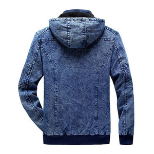 Dernières vestes 2025 de haute qualité pour hommes avec logo personnalisé veste en jean d'hiver veste en jean à capuche en polaire bleue pour hommes avec OEM - Product Image 6