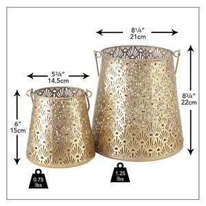 Farol de Metal Calado con Acabado Dorado, Perfecto para Decoración de Jardín, Interior, Exterior, Ambiente del Hogar, Mesa y Regalos de la India - Product Image 5
