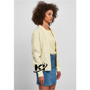 Wholesale <b>Women's</b> Autumn Vintage Basic Satin <b>Jacket</b> <b>Light</b> <b>Weight</b> Comfortable Satin <b>Jackets</b> Soft Yellow Quick Dry Zipper Up - Product Image 4