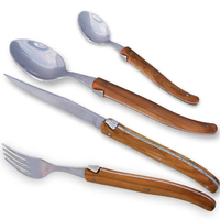 Fourchette à dessert en acier inoxydable de qualité supérieure Couverts Cuillère manche en bois Lucky Design Cuillère Fourchette Ensemble avec emballage gratuit