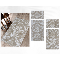 Tapis de bain tissé jacquard en coton recyclé teint en fil, collection Chemay Luxury Home Hotel, écru beige argenté, 40*60cm+60*100cm, fabriqué en Turquie