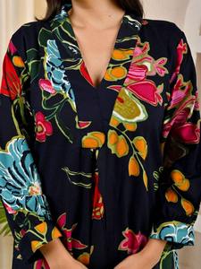 Superbe robe mi-longue trapèze à imprimé ethnique et short élégant à revers pour le jour et le soir pour la vente en gros - Product Image 2