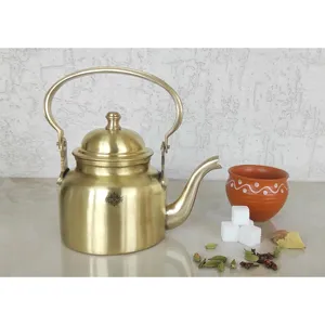 Tetera de Diseño con Tapa y Asa, de Latón Puro, para Servir Té y Café - Product Image 3