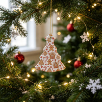 Ornement en céramique en forme d'arbre personnalisé et mignon, cadeau de Noël à suspendre, plaque décorative pour la maison à l'occasion de Noël