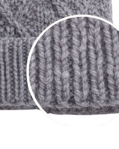 Gorro de Invierno Personalizado de Punto Gris con Pompón de Piel Sintética, Tejido de Cable, Grueso, Cálido, Mezcla de Lana Acrílica, Fabricante Personalizado, Unisex - Product Image 6