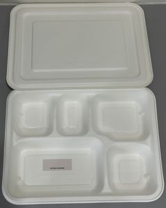 Bandeja de caña de azúcar de bagazo 5CP, contenedor de comida biodegradable respetuoso con el medio ambiente, vajilla desechable - Product Image 2