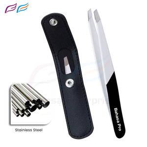 Pince à épiler en acier inoxydable noir et blanc, emballage personnalisé, pointe inclinée de précision, pince à épiler de beauté avec étiquette privée - Product Image 6