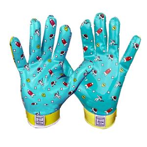 2025 Gants récepteurs de football américain personnalisés en cuir respirant et latex avec design personnalisé et poignées - Product Image 2