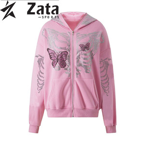 เสื้อฮู้ดผู้ชายสำหรับฤดูหนาวพลอยเทียมสีทึบปักลาย420จางหายไปจาก460 500 GSM แบบสวมหัว - Product Image 5