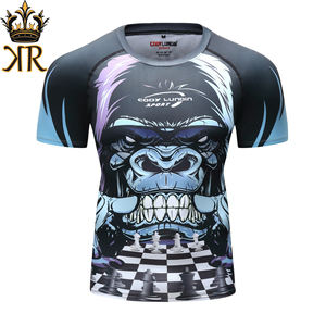 3D Printed Men's BJJ Rash Guard MMA Grappling Short <b>Sleeve</b> Sportswear for Gym Fitness & Running Training - Product Image 1