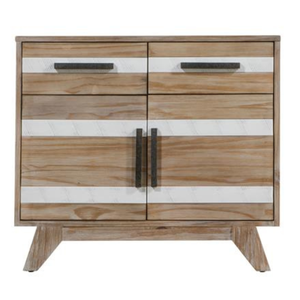 Buffet scandinave en pin massif avec 2 tiroirs, meuble de salle à manger moderne, grain de bois naturel, rangement spacieux - Product Image 2