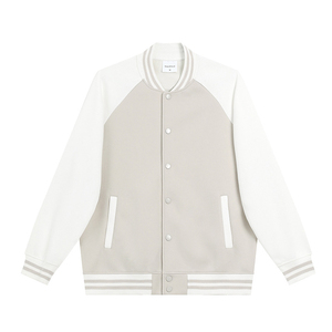 Veste de baseball unisexe en gros, marine/blanc, rayures contrastées, fermeture à boutons pression, logo OEM, veste de baseball unisexe - Product Image 3