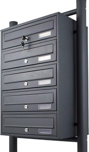 Système de boîtes <span class=keywords><strong>aux</strong></span> <span class=keywords><strong>lettres</strong></span> autoportantes au <span class=keywords><strong>design</strong></span> moderne avec 5 boîtes <span class=keywords><strong>aux</strong></span> <span class=keywords><strong>lettres</strong></span> et boîtes <span class=keywords><strong>aux</strong></span> <span class=keywords><strong>lettres</strong></span> <span class=keywords><strong>collectives</strong></span> thermolaquées - Product Image 2