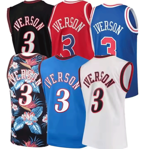 Nouveau maillot de basket rétro 76 pour hommes, 3 Allen Iverson, PRÊT À EXPÉDIER, maillot de sport brodé en gros, maillots de basket américains - Product Image 1