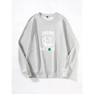 Sudaderas extragrandes de manga larga con cuello redondo y estampado personalizado de 100% algodón para hombre, sudaderas transpirables con patrón sólido - Product Image 6