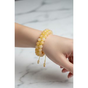 Bracciale in Macramè con Doppia Fila di Calcite 8mm e Pietre Naturali - Product Image 4