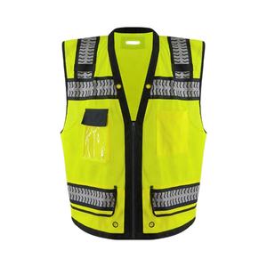 เสื้อกั๊กนิรภัยสะท้อนแสงสีดำ Hi-Vis มีกระเป๋าเสื้อกั๊กรักษาความปลอดภัยสะท้อนแสงมองเห็นได้ชัดเจน - Product Image 1