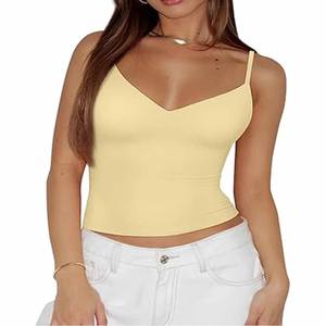 Venta al por mayor de verano de moda Casual blanco Crop Tops sin mangas de punto sin mangas de las mujeres hechas por el vestido de los deportes - Product Image 4