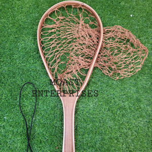 Filet d'atterrissage de pêche à la mouche en plein air Filet à truite Cadre en bois avec filet en caoutchouc Filet coulé à la main Thor Filet de pêche à la truite - Product Image 1