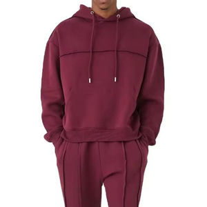 Sweat à capuche épais en éponge française 100% coton pour hommes, épaule tombante personnalisée, Streetwear 500gsm basiques, sweat à capuche surdimensionné, vente en gros - Product Image 3