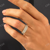 Bague d'éternité audacieuse en or massif 14 carats avec diamants de laboratoire épais de clarté VVS, pavée, pour femme et homme, certifiée 0,65 CTW, idéale pour les fêtes