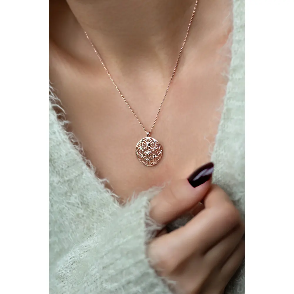 Collier pendentif fleur de vie Femme Bijoux Miracle en argent sterling 925 Qualité supérieure de Turquie