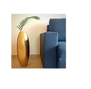 Florero de aluminio con acabado de latón, jarrones de Metal hechos en India, de alta calidad, superventas - Product Image 1