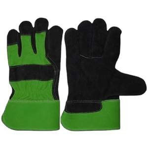 Gants de travail en cuir de vachette pleine fleur noir jais de qualité supérieure, doublés en tissu polaire, avec protection des jointures en cuir et poignet caoutchouté industriel. - Product Image 2
