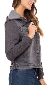 Veste en jean grande taille à la mode décontractée surdimensionnée pour femmes dernière conception de haute qualité veste en jean à capuche pour femmes vente en gros - Product Image 2