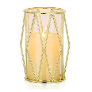 Nuevo soporte de vela con acabado en oro en forma de corazón, soporte votivo decorativo estructurado de malla de alambre con vidrio a prueba de viento - Product Image 4