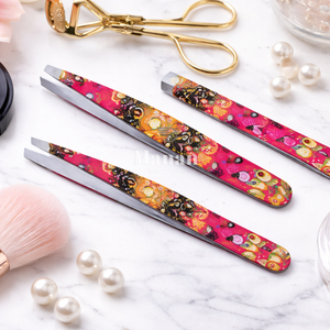 Pinzas Profesionales de Acero Inoxidable de Calidad Premium para Cejas, Inclinadas, Ecológicas, de Precisión, para Depilación, con Mango Impreso, para Belleza - Product Image 6