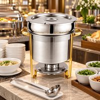 Chauffe-plat professionnel en acier inoxydable 7L 11L avec couvercle en verre hydraulique pour buffet, idéal pour hôtels, restaurants et traiteurs