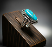 Bague en argent sterling 925 plaqué rhodium avec turquoise, sertie clos, certifiée, bijou tendance, cadeau quotidien