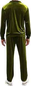 Chándal de manga larga de 2 piezas para hombre, chándal de terciopelo, camisa con cremallera de cuarto, Pantalón elástico, conjunto de chándal informal de Otoño de terciopelo - Product Image 5