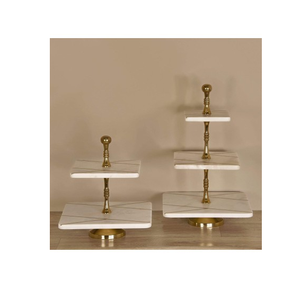 Soporte de pastel de mármol para decoración de fiesta de cumpleaños regalo para el hogar diseño real soporte de pastel de mármol de 2 niveles - Product Image 5