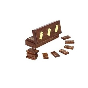 Caja de dominó de madera de mango de lujo para todas las estaciones Caja de dominó de juego de madera neutra de lujo para niños - Product Image 6