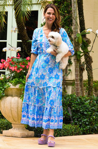 Attrayant bohème rayonne imprimé Maxi robe manches longues col en V vacances décontracté Midi longueur robe pour les femmes - Product Image 5