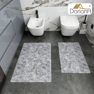 DarianA Modern Geometric Pattern Chenille Polyester Bath <b>Mat</b> Rectangle Thin Non-Slip <b>Rubber</b> <b>Backed</b> Machine Washable 60x90 cm - Product Image 2