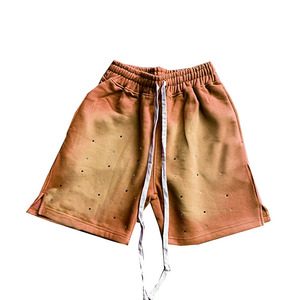 Fabricant de shorts personnalisés avec strass délavés au soleil pour hommes Streetwear Vintage surdimensionné Sunfaded Stone Wash Shorts - Product Image 4