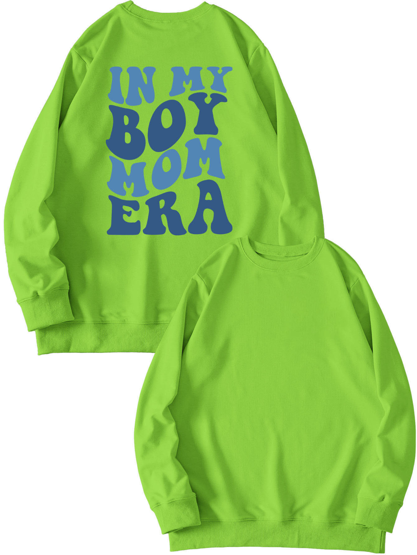 Blue sweatshirt (black font) printed on the chest