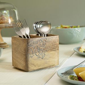 Porte-ustensiles en bois de conception décorative de fleur en gros pour mariage d'hôtel de restaurant à bas prix - Product Image 6