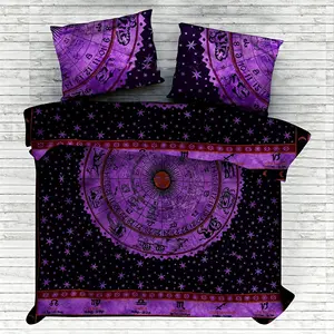 Zodioe astrologia viola Mandala biancheria da letto copripiumino Boho biancheria da letto Twin Full Queen King Hippie Bohochic Set copripiumino