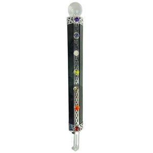 Bâton de guérison en tourmaline noire naturelle avec 7 pierres des chakras - Outil spirituel d'énergie Reiki - Product Image 2